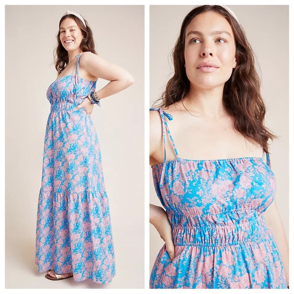 NWT Anthropologie x Cynthia Rowley Azores Smocked Maxi Dress Z264-0 - Picture 1 of 8